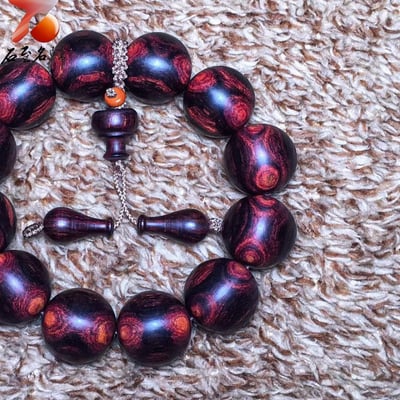 臻藏 絕品海南黃花梨紫油梨  X紋對眼20mm手珠 重量54.5克2